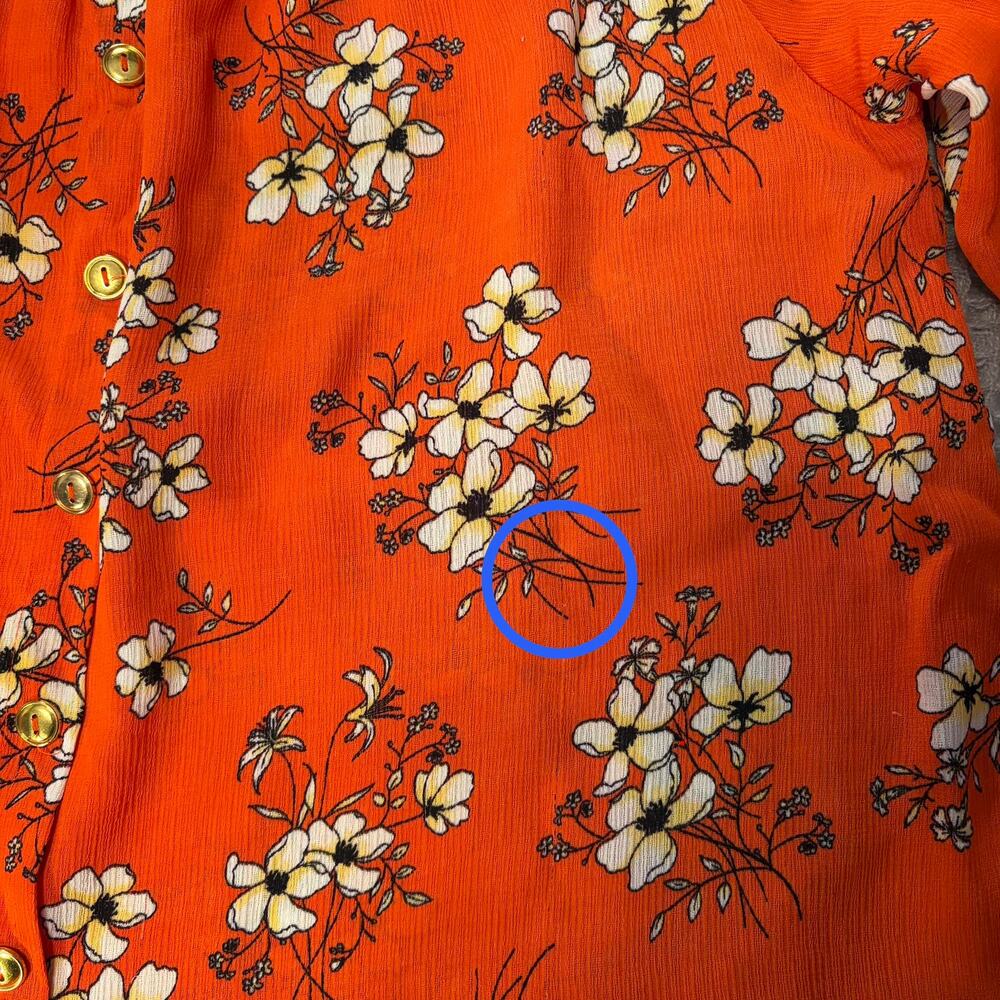 Love J Orange Floral Boho Peasant Tie Short Sleeve Blouse Womens 1X - Picture 7 of 7